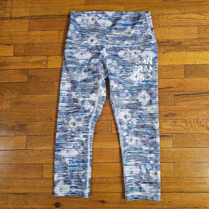 Lululemon Athletica White Blue Striped Leggings Size 10